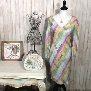 Drop Dead Gorgeous Diane Von Furstenberg Silk Dress in Geometric Rainbow Size 6